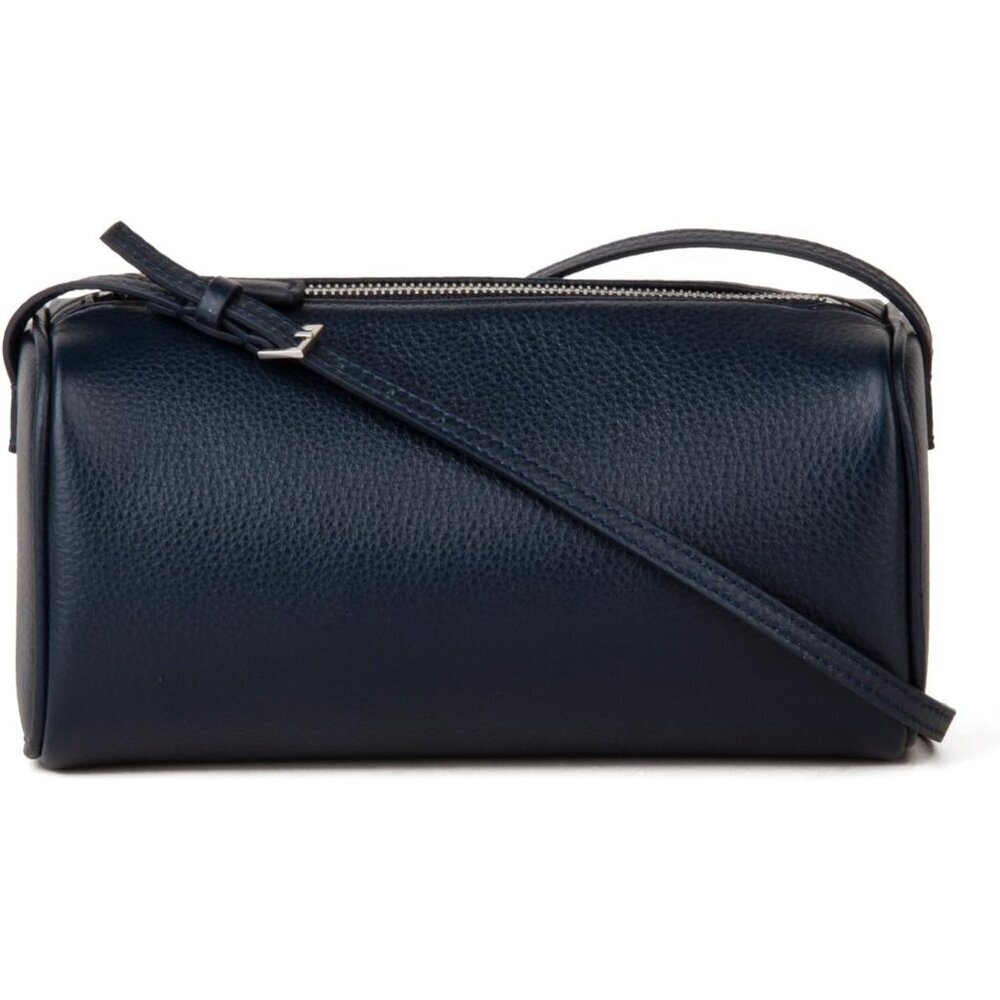 Women Navy-lychee Pattern Crossbody Purse with Adjustable Strap Full-Leather - Picture 2 of 6